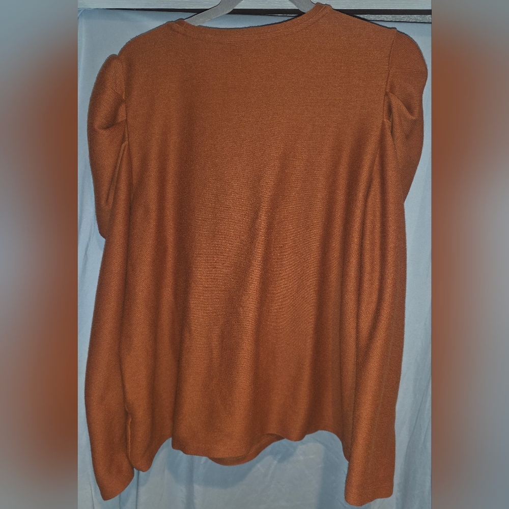 Nine West Dark Orange Puffy Long Sleeve Top - Picture 4 of 4